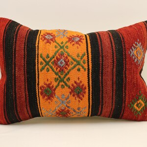 Cuscino kilim etnico, cuscino kilim turco 16x24, cuscino kilim vintage, cuscino throw, boho tribale, copertura per cuscini Kilim, decorazioni per la casa 4kaf-1130