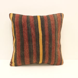 Cuscino fatto a mano Copertina 16x16 in 40x40 cm Marrone Nero Giallo Fiammeggiante Cuscino Vintage Kilim Cuscino Divano Tribal 4kf-890