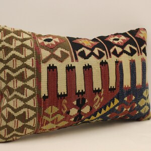 Cuscino 12x20 Kilim, cuscino kilim turco, cuscino Boho Kilim, kilim intrecciato a mano, cuscino Boho, cuscino da lancio, kilim lumbar fatto a mano 4oef-1581