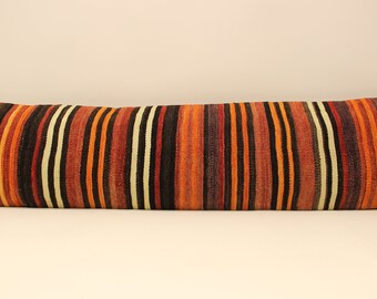 Extralong pillow 12x47 inch 30x120 cm,pillowcover,boho,rusticdecor, turkish kilim lumbar pillow cover home interior chair navajo  4oyf-118