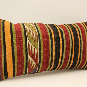 Cuscino fatto a mano Copertina 12x24 in 30x60 cm Boho Lumbar Turcheise Giallo, Verde Flaming Cuscino da letto Vintage Kilim Cuscino Divano Tribal 4oaf-999