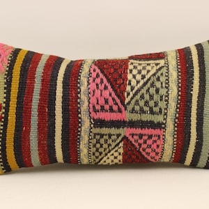 Cuscino Kilim etnico, fodera del cuscino 8x16, cuscino decorativo, rivestimento del cuscino Kilim, cuscino del tappeto Boho, fatto a mano Kilim lombare 4ykf-59