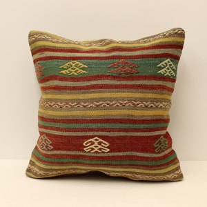 Almohada Turca Kilim, Funda de almohada 20x20, Kilim lumbar hecha a mano, Almohada de sofá, Almohada étnica Kilim, Funda de cojín Kilim, Almohada Boho 4ef-880