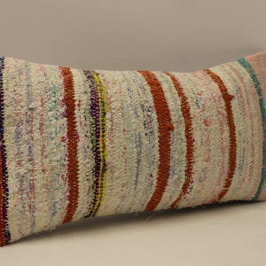 Bohemian Cushion Wool pillow Sofa Pillow Bed Pillow  10x20 in Lumbar Pillow Kilim Pillow Throw Pillow 4yef-566