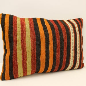 Cuscino fatto a mano Copertina 16x24 in 40x60 cm Lumbar marrone nero blu fiammeggiante biancheria da letto vintage Kilim Cuscino Divano Tribal 4kaf-409