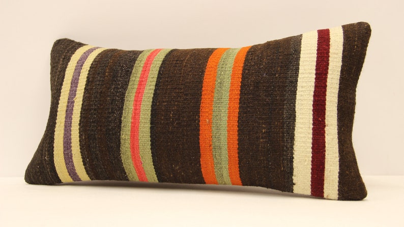4yef-266 25x50 cm Colorful Accent Sofa Pillow  Throw Cushion Cover 10x20 in Vintage Turkish Kilim Pillow