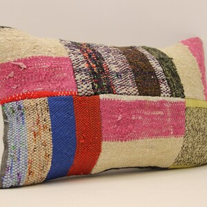 Lumbar pillow,patchwork sofa pillow, 12x20 in 30x50 cm,vintage turkish kilim pillow,home cushion cover boho pillow cover koef-986