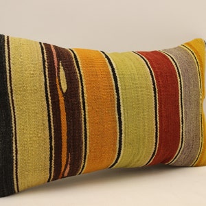 Cuscino fatto a mano Copertina 12x20 in 30x50 cm Lumbar Nero Bianco Bianco Bianco Fiammeggiante Boho Bolster Cuscino Vintage Kilim Cuscino Divano Tribal 4oef-1541