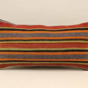 Fodera per cuscino fatta a mano, 12x24 in 30x60 cm, Boho Lombare Turchese Giallo, Verde Fiammeggiante Cuscino Biancheria da Letto, Vintage Kilim Cuscino Divano, 4oaf-1093