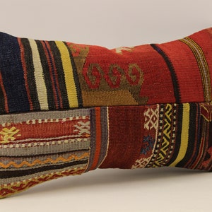 Turkish Kilim Pillow Patchwork, Throw pillow Accent Sofa Pillow Lumbar Pillow Covers, 12x20 in ( 30 X 50 cm )  4oef-1151