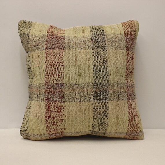 Throw Pillow 16x16 Inches 40x40 Cm, Turkish Kilim Pillow Cover - Main Image