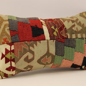 Turkish Kilim Pillow Patchwork, Throw pillow Accent Sofa Pillow Lumbar Pillow Covers, 12x20 in ( 30 X 50 cm )  4oef-1143