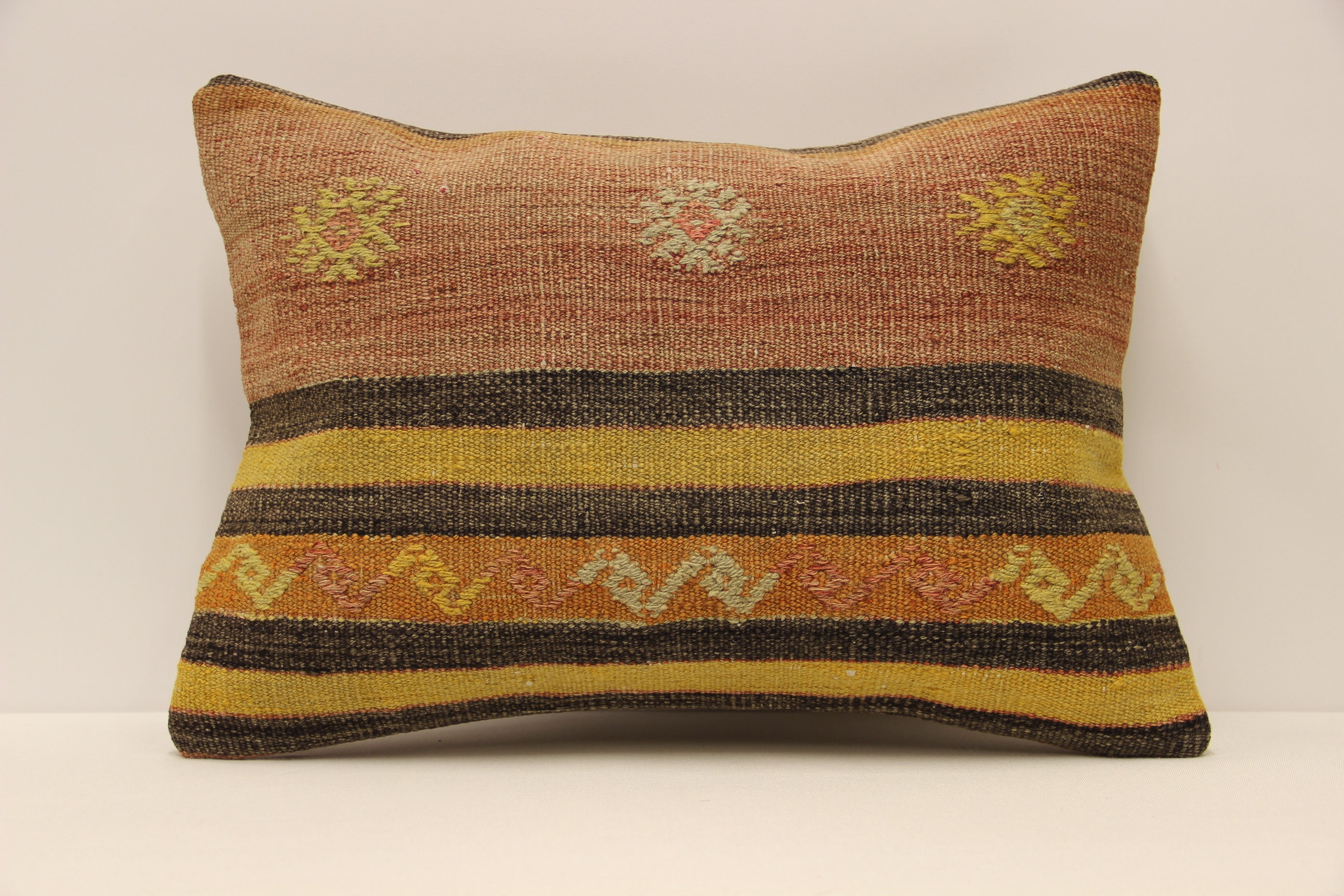 クッションカバー ストライプ キリム ストライプ柄 ランバーキリム枕 14 x 20 インチ (35 x 50 cm