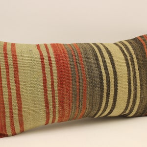 Fodera per cuscino fatta a mano, 10x20 in 25x50 cm, Marrone lombare Nero Blu, Cuscino letto fiammeggiante, Cuscino Vintage Kilim, Divano Boho Tribal, 4yef-856