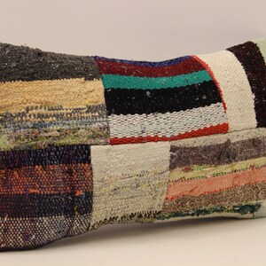 Turkish Kilim Pillow Patchwork, Throw pillow Accent Sofa Pillow, Lumbar Pillow Covers 12x20 in ( 30 X 50 cm )  4oef-1165