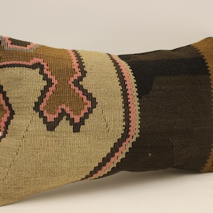 Cuscino fatto a mano Copertina 12x20 in 30x50 cm Lumbar Nero Bianco Bianco Bianco Fiammeggiante Boho Bolster Cuscino Vintage Kilim Cuscino Divano Tribal 4oef-1600