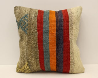 Housse de coussin rayée, 16x16 en 40x40 cm, Oreillers jetés à la main Décoratif Boho Design d’intérieur Décoration intérieure Housse d’oreiller ethnique, 4kf-1456