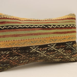 Cuscino fatto a mano Copertina 12x20 in 30x50 cm Lumbar Nero Bianco Bianco Bianco Fiammeggiante Boho Bolster Cuscino Vintage Kilim Cuscino Divano Tribal 4oef-1478