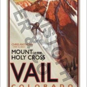 VAIL Colorado Skier Skiing Mt. of the HOLY CROSS High-Quality Original Vintage Poster Print Original Ski Travel Poster