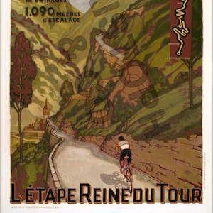 Alpe D ' HUEZ TOUR de FRANCE Esta sección icónica del cartel vintage del tour