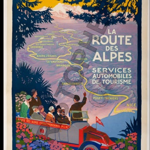 Route Des Alpes  by Roger Broders c. 1920 Giclee Reprint 24x36