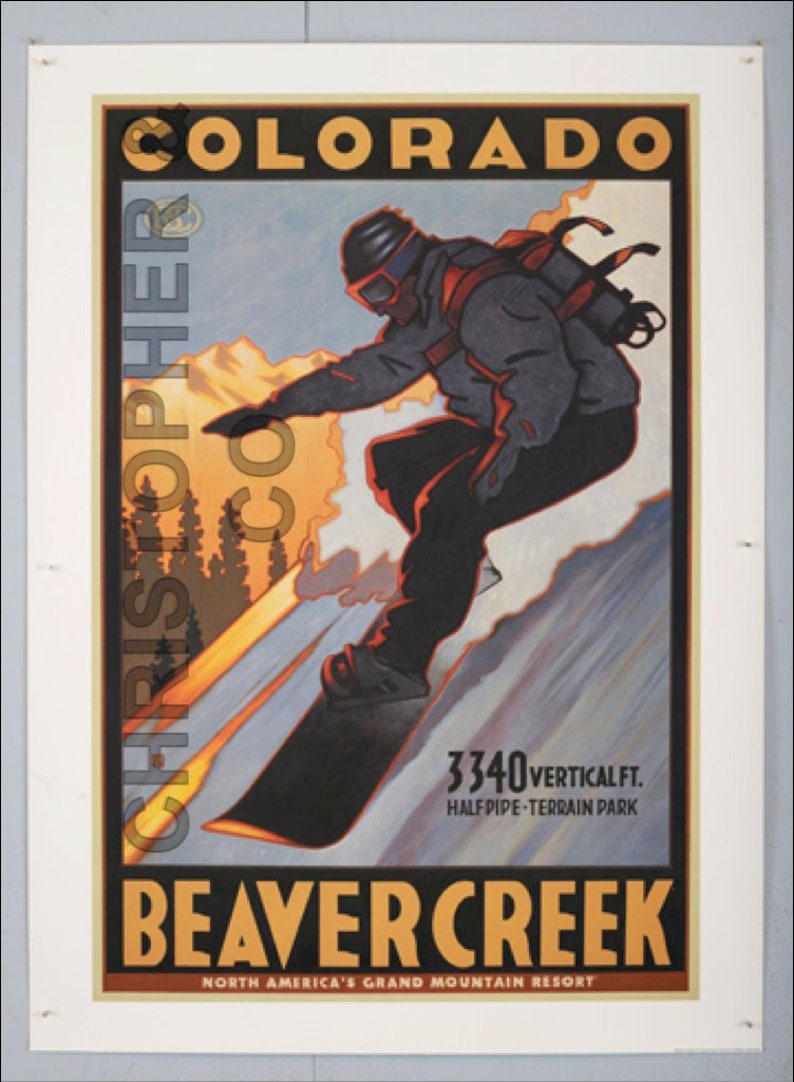 BEAVER CREEK SNOWBOARDER Highquality Giclee Vintage Poster Print Ski