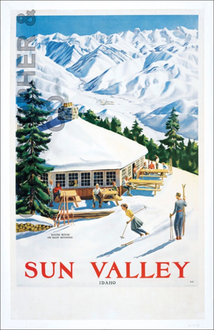 Sun Valley Round House on Bald Mountain C. 1940 Giclee Reprint 24
