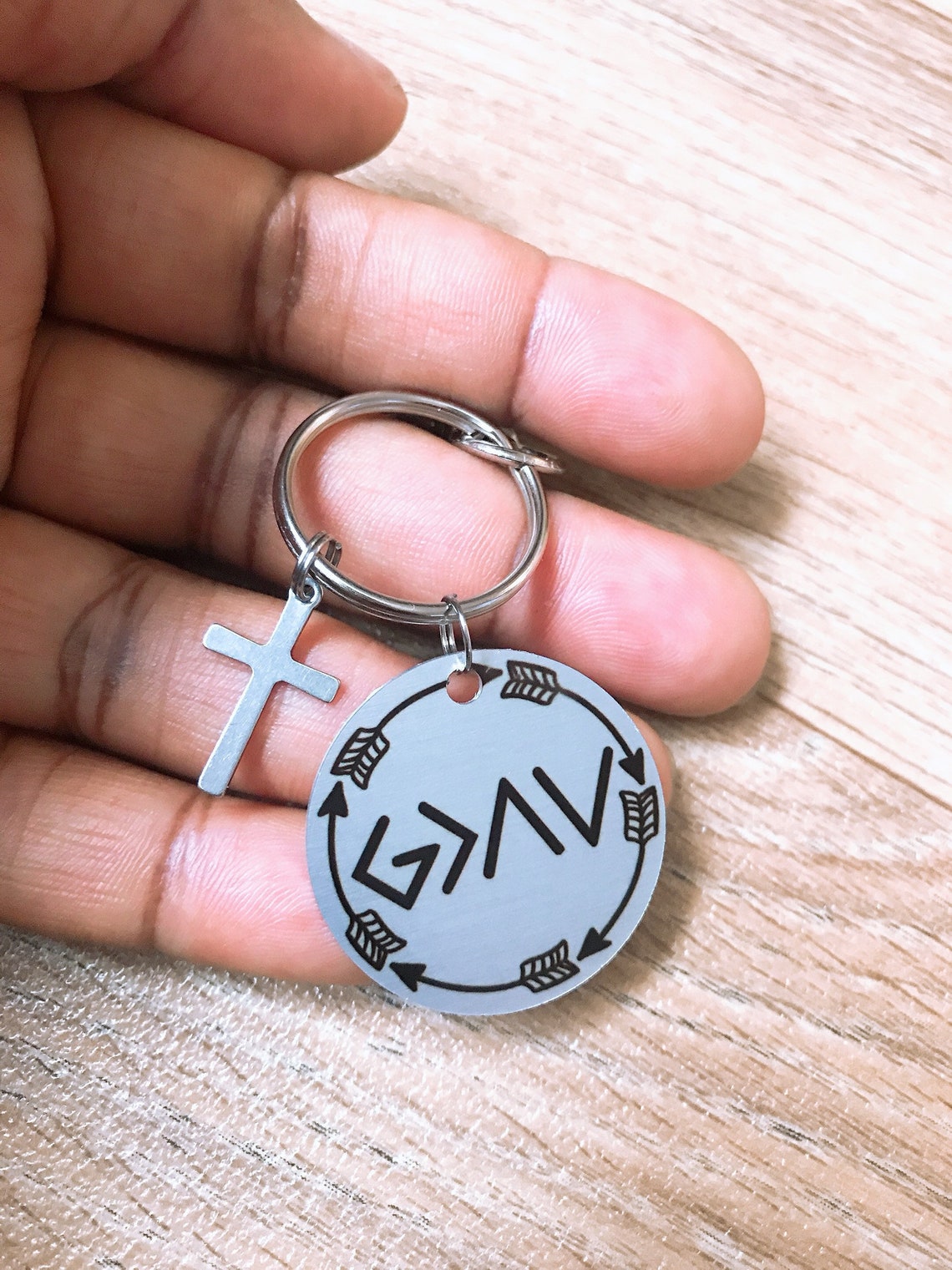 God is Greater Keychain Christian Keychain Silver Christian Etsy UK