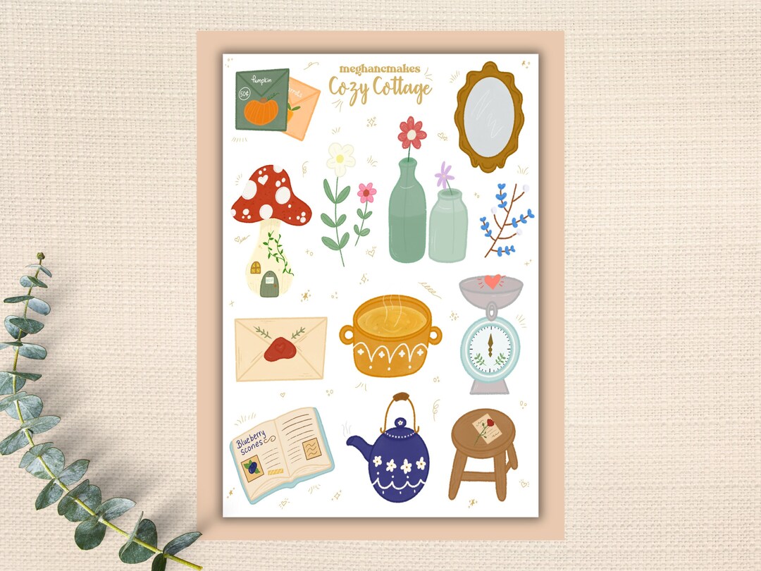 Sticker Sheet Cozy Cottage Cottagecore Scrapbook - Etsy