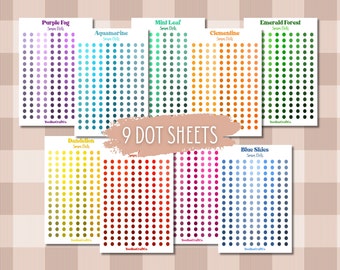 Dot Stickers 5mm Opaque - Pack of 9 | Planner Sticker Sheets Daily Stickers Bullet Journal Stickers for Bujo