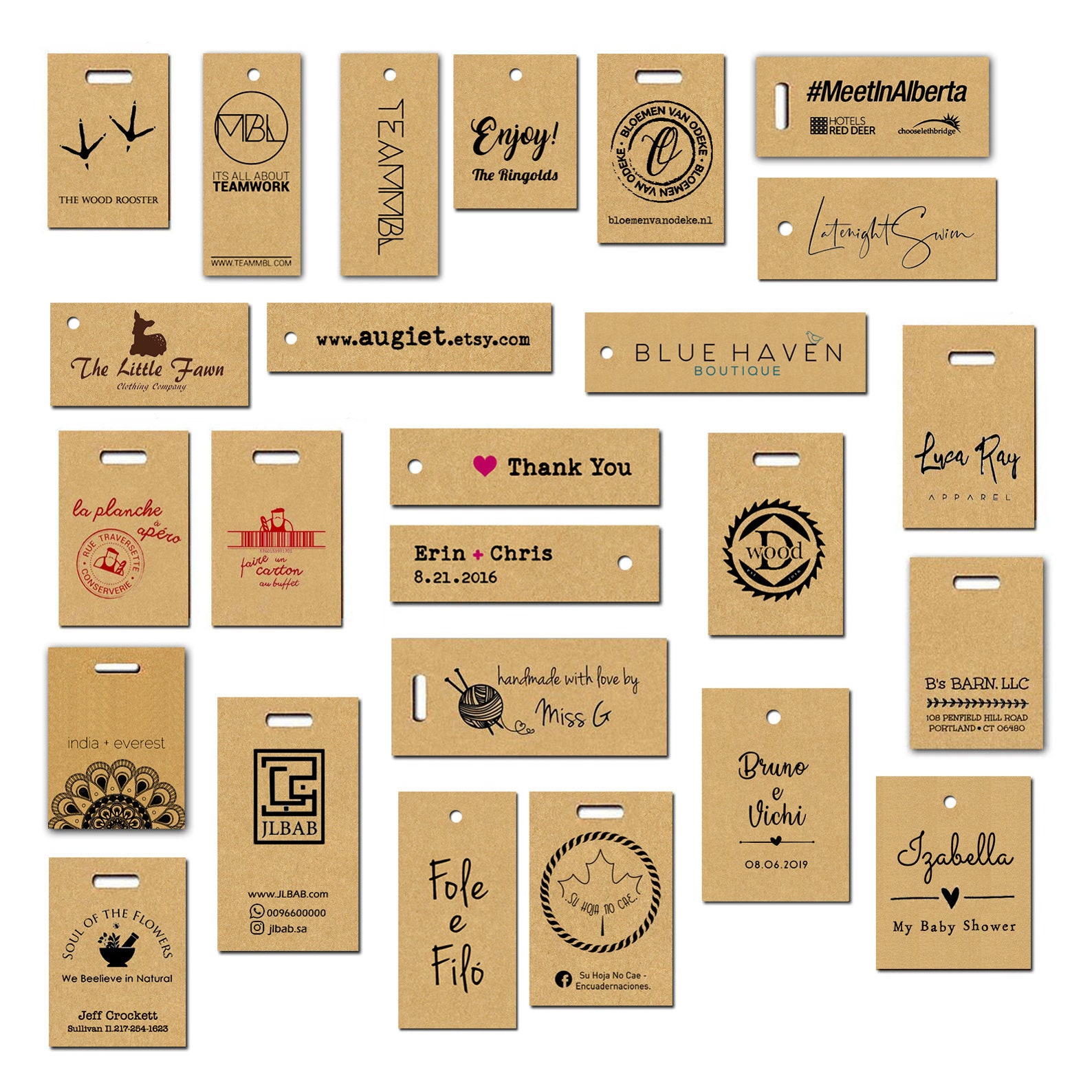 Kraft Tags 100 Hang Tags Custom Kraft Cardstock Etsy