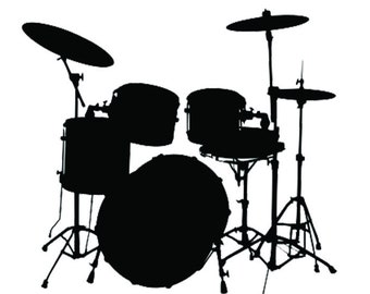 Drum Set Silhouette – Vector Clipart (svg, png, eps, dxf) (Digital Download)
