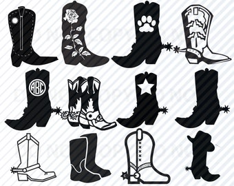 cowboy boots svg etsy