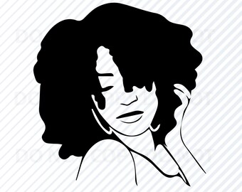 Download African American Woman SVG Black Woman Afro Silhouette ...
