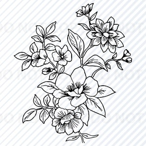 Blooming Flower 2 SVG Files- Flower Vector Images Clipart - Floral Swag SVG Eps, Png ,Dxf Pansies, daisies Clip Art Wedding svg