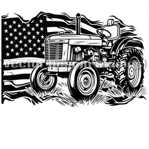 US Farmer Tractor Svg & PNG Files, American Farmer Clipart Silhouette, American Flag Vector Images, Png For T shirt Design, Digital Download
