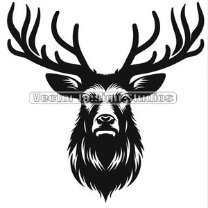Elk Head  Svg & PNG Files, Elk Hunting Clipart, Elk Face Silhouette Vector Image, SVG Hunters Design Graphic, Digital download file