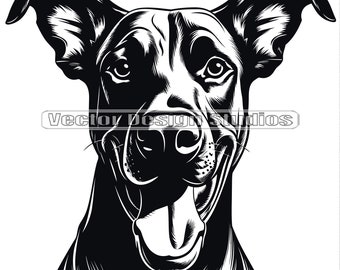 Doberman Head SVG File, Doberman Pinscher Face Profile PNG, Dog Vector Images Clipart, Dog Breed SVG Image, Cut File Digital Download