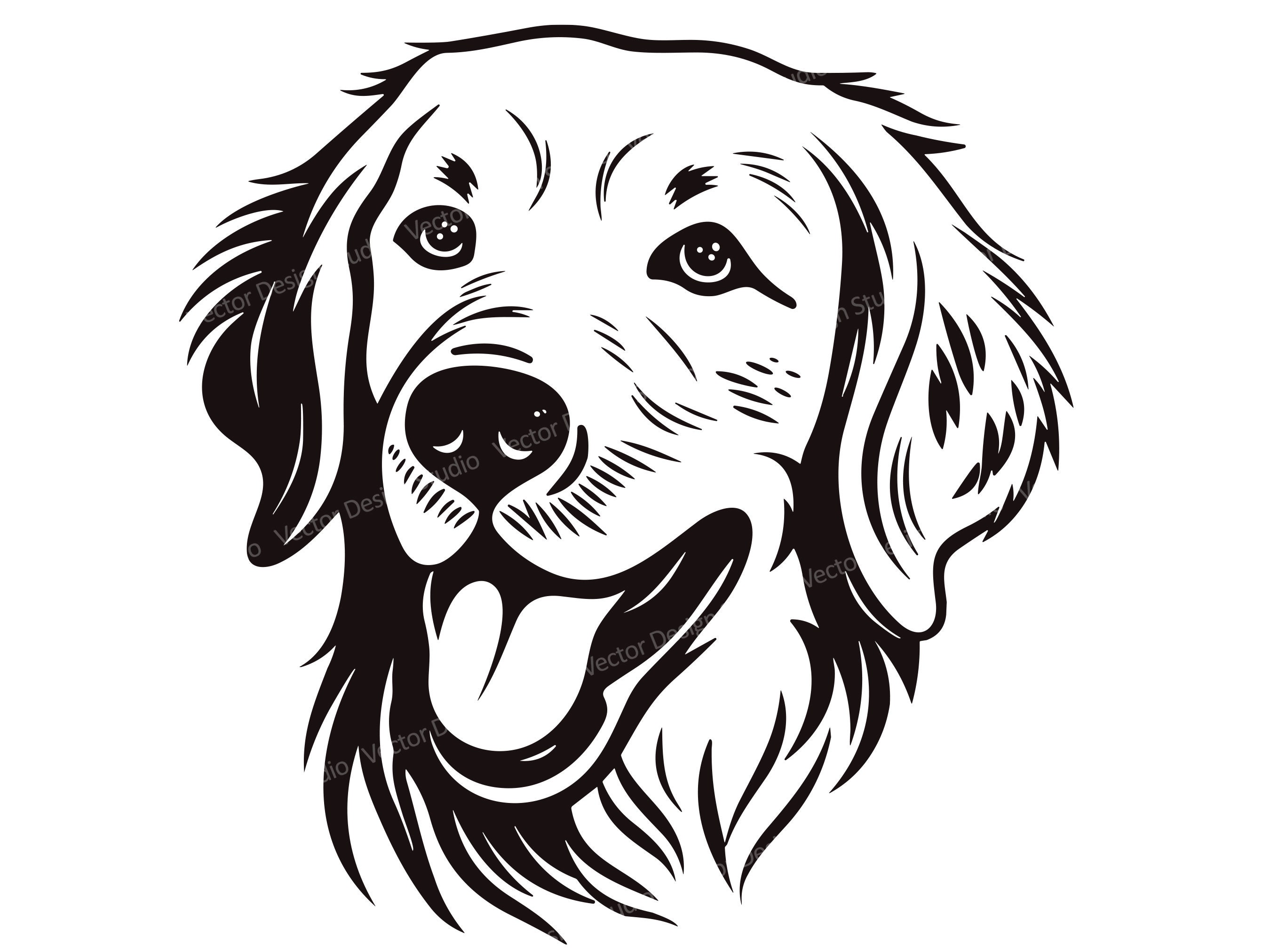 Golden Retriever Head SVG File  - Golden retriever Vector Images Clipart Dog SVG Image for Logo