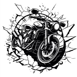 Motorcycle Svg & PNG File Graphic, Biker Clipart Vector, Motorbike SVG Design, Motorcycle wall Transparent Background Sublimation