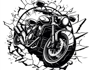 Motorcycle Svg & PNG File Graphic, Biker Clipart Vector, Motorbike SVG Design, Motorcycle wall Transparent Background Sublimation