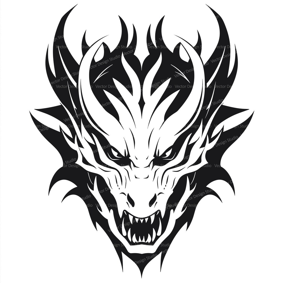 Dragon Head Svg File Graphic, Dragon Head Vector Image Clip Art, Dragon ...