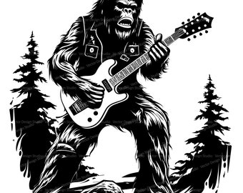 Bigfoot Playing Guitar SVG, PNG, Vector Clipart (Transparent)