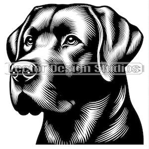 Tête de Labrador Retriever SVG & Png File, Dog Clipart Silhouette, Dog Breed Vector Images, Black lab Face Dog Clip art, Design de chien, Fichier laser