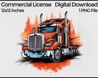 Semi Truck Png for Sublimation, Semi Rig truck clip art, 18 wheeler T shirt Design Big Rig freight truck clipart