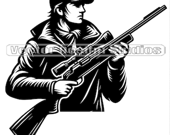 Hunter with Rifle Silhouette, Hunting Season SVG, PNG (Digital Download)