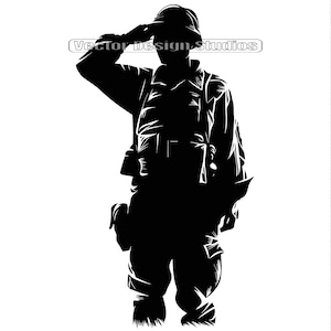 Saluting US Soldier Svg & PNG Files, Patriotic Clipart Vector Image, 4th of July Shirt Design, Fallen Soldier Military Veteran Graphic