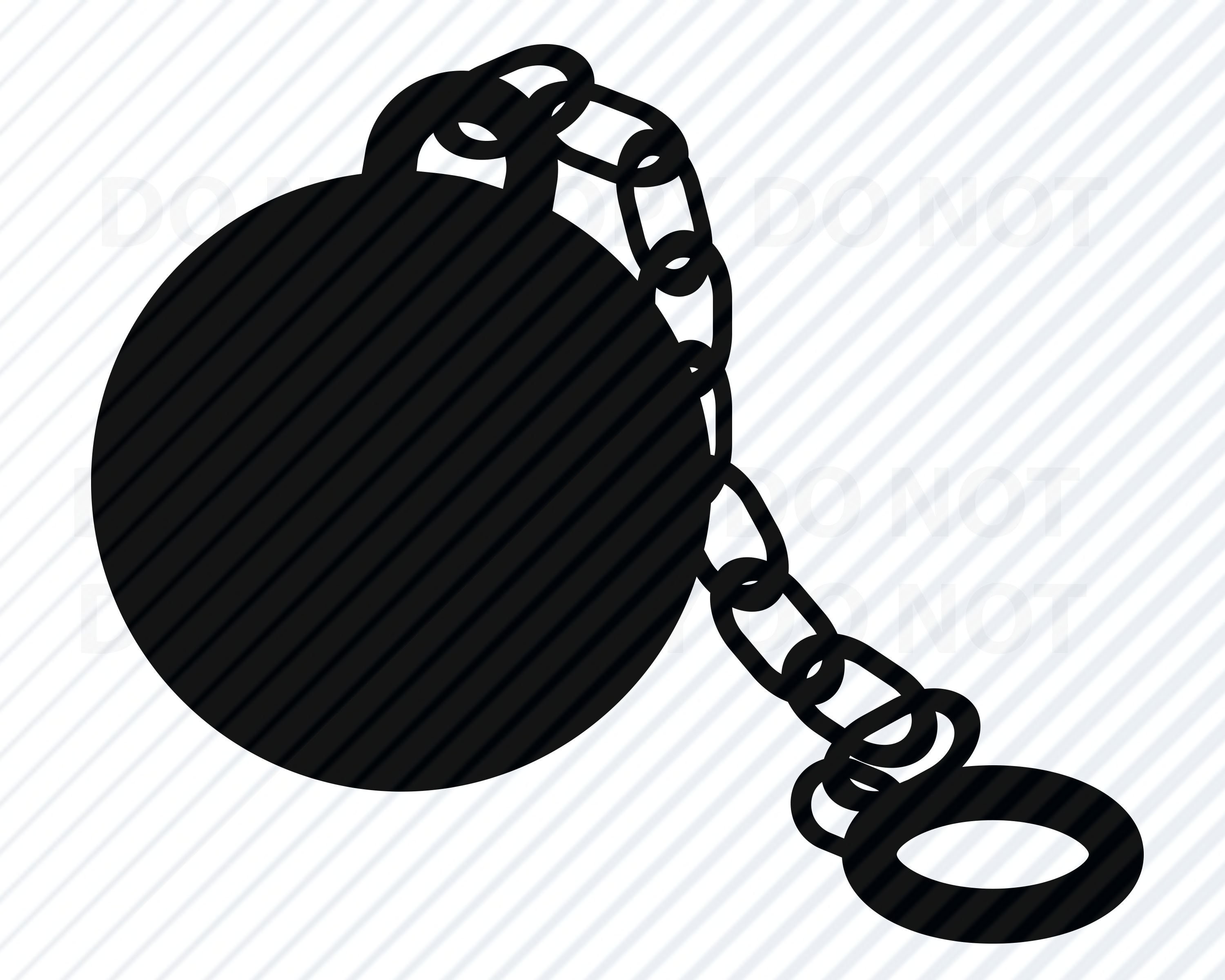 Ball and Chain SVG Files Chains Silhouette Clip Art SVG Eps, Png, Dxf  Clipart Prison Svg Vector Images Graphic Designs Logo 