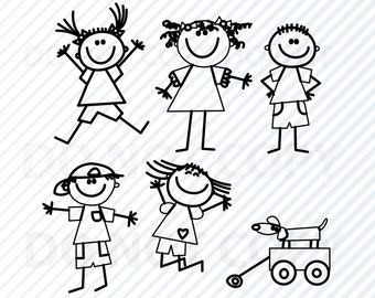 Stick Figures SVG File - Stick Boy Clipart - SVG Files - Stick girl PNG  Eps,Dxf - Stick people Clip Art cut files cnc files