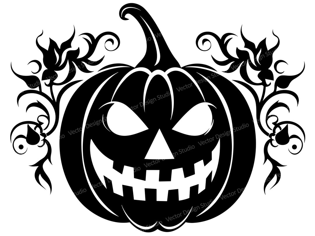 Halloween Jack O Lantern Svg File Graphic, Pumpkin Silhouette Vector ...